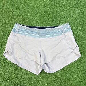 Lululemon Speed Up Shorts Womens Size 6 Purple Stripe Drawcord Lined Running Gym